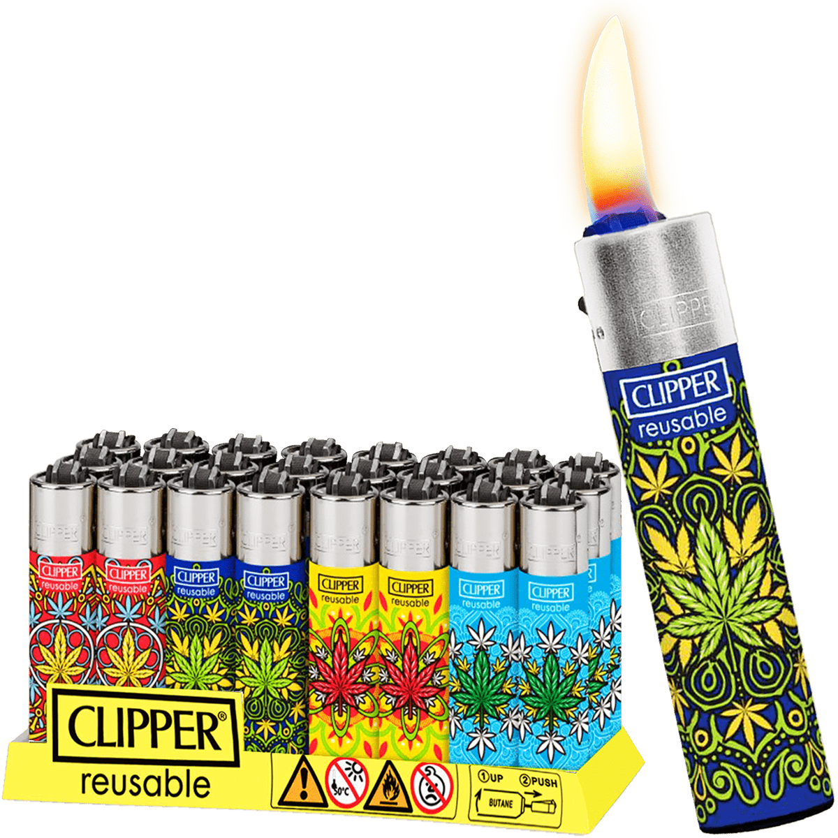 Encendedor Recargable Clipper High Mandalas paquete 24 piezas diseños coloridos