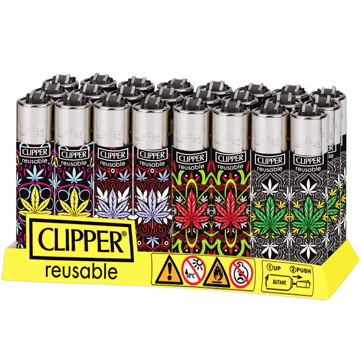 Encendedor Recargable Clipper High Mandalas paquete 24 piezas diseños coloridos