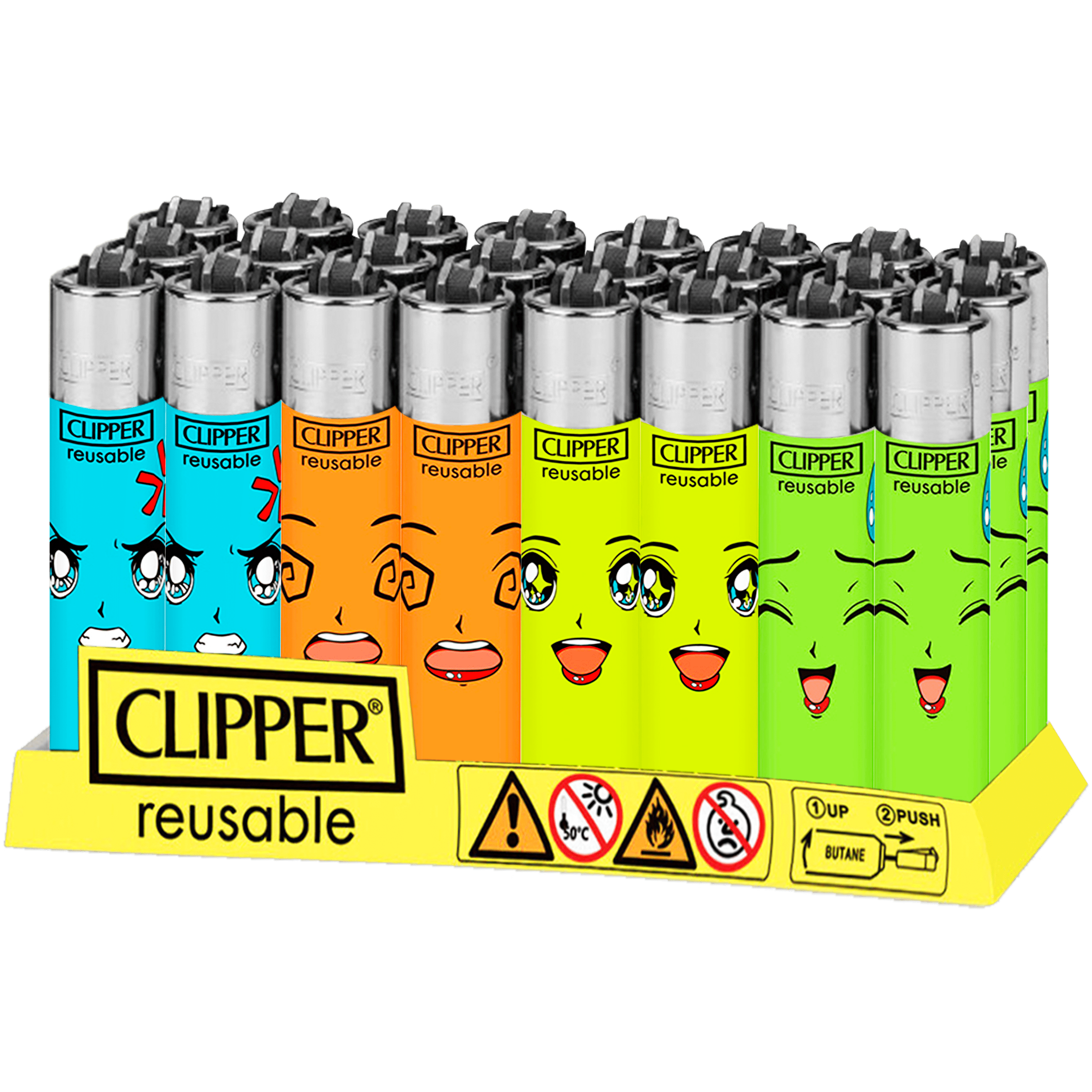 Encendedor Recargable Clipper Hungry UFO diseño original colores surtidos paquete 24 piezas marca Clipper modelo CP11