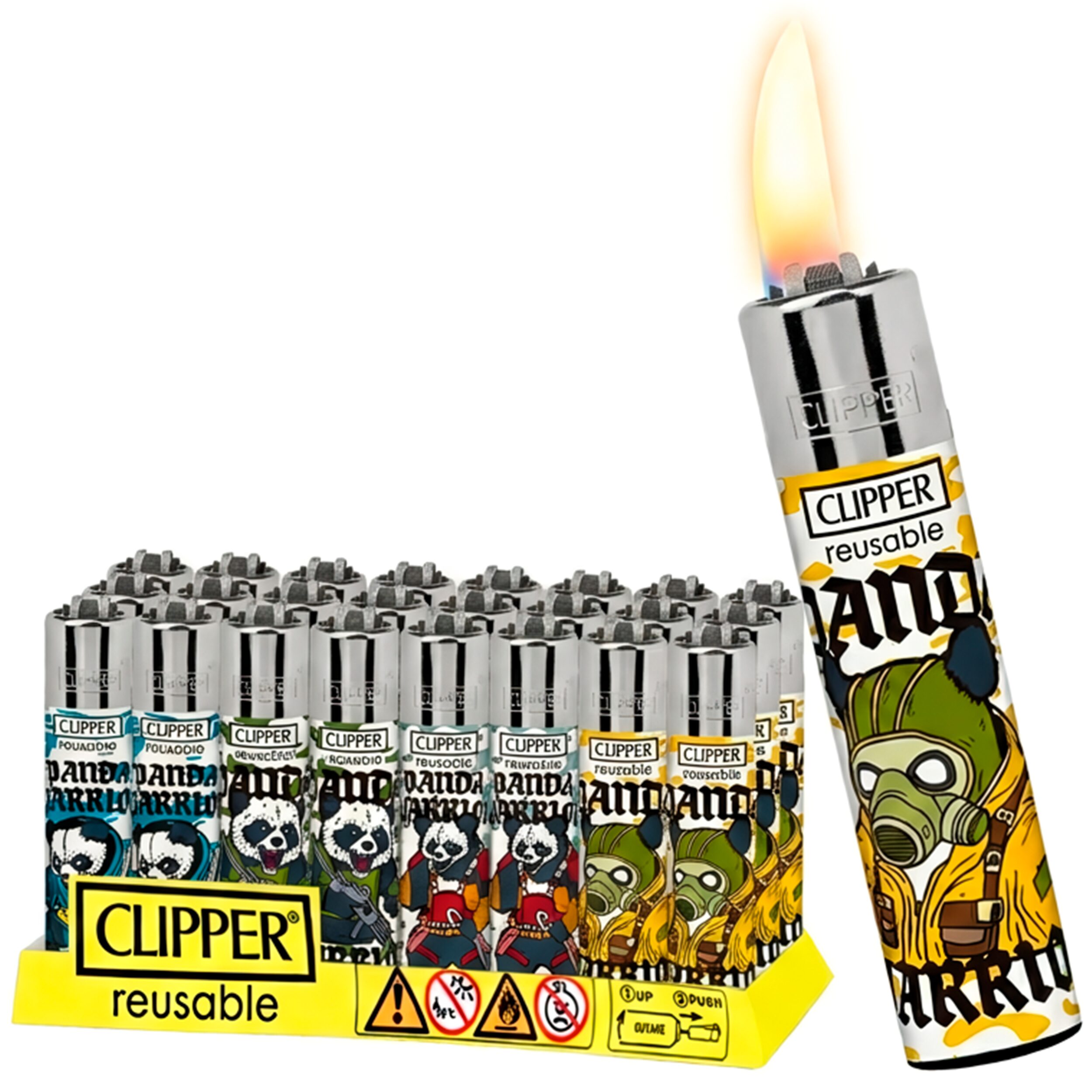 Encendedor Recargable Clipper Hungry UFO diseño original colores surtidos paquete 24 piezas marca Clipper modelo CP11