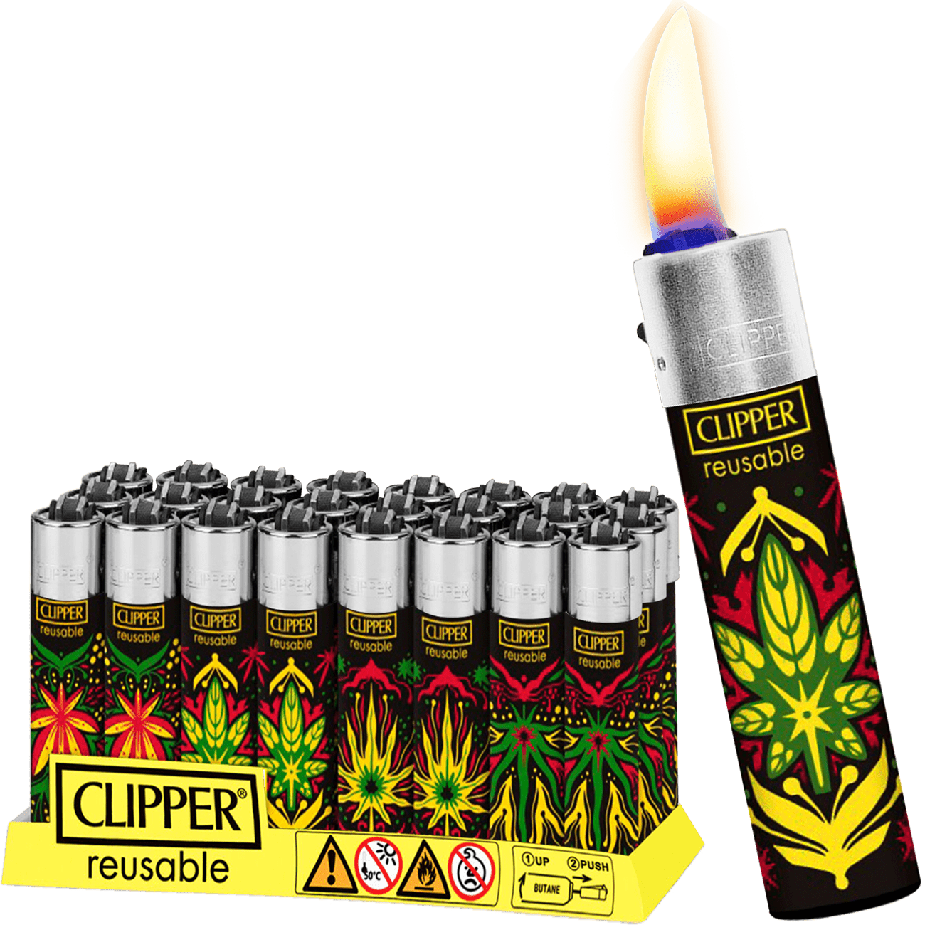Encendedor Recargable Clipper Hungry UFO diseño original colores surtidos paquete 24 piezas marca Clipper modelo CP11