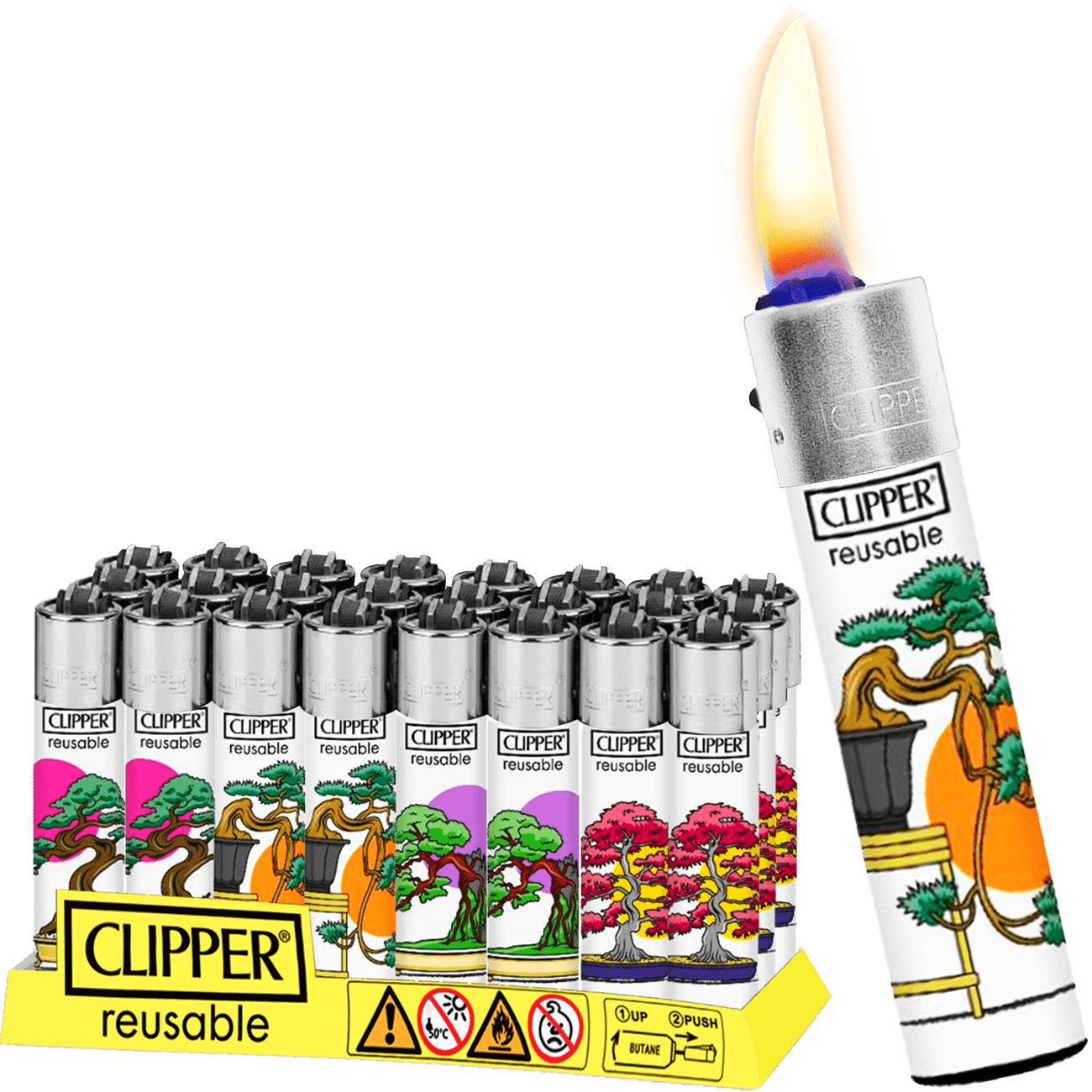 Encendedor Recargable Clipper Hungry UFO diseño original colores surtidos paquete 24 piezas marca Clipper modelo CP11