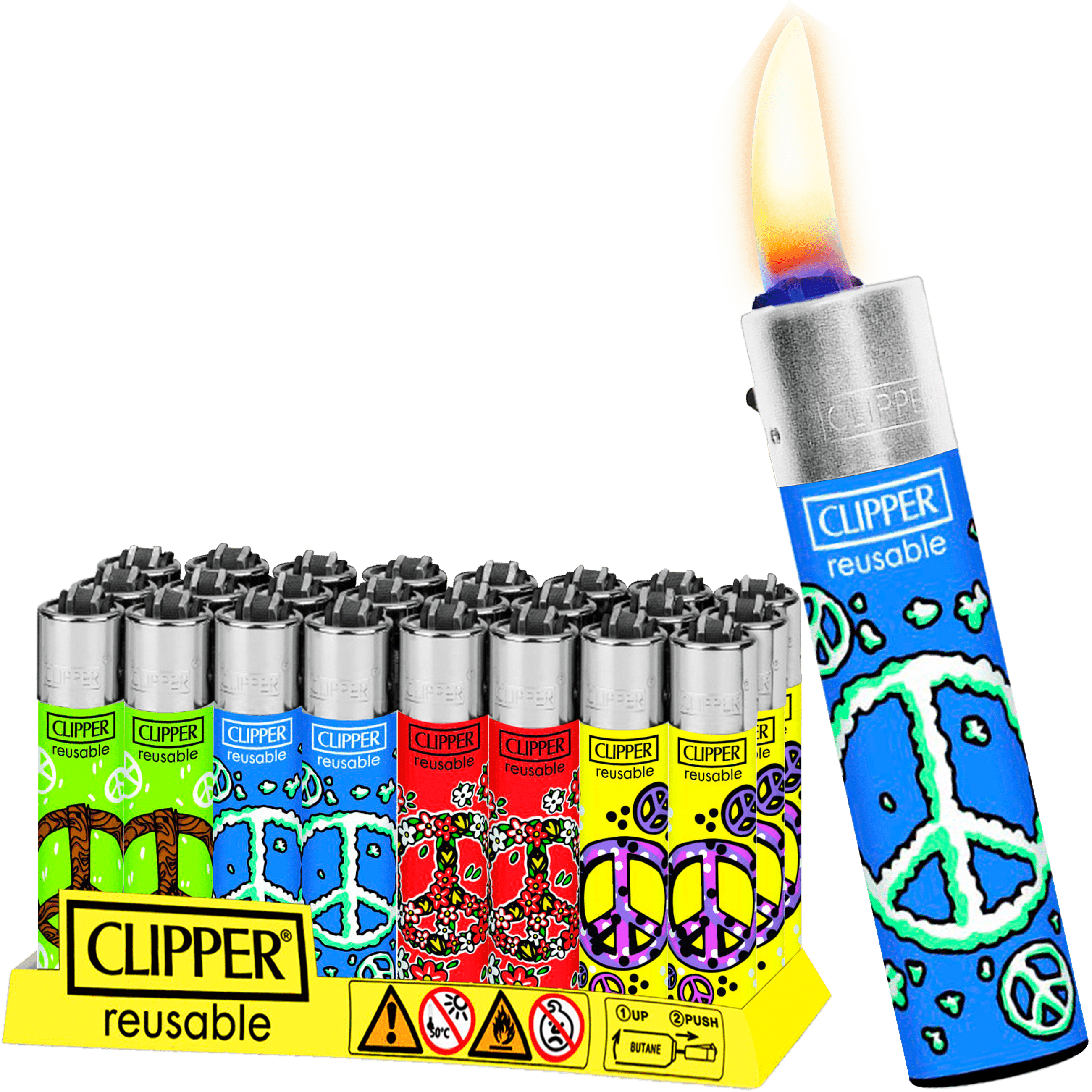 Encendedor Recargable Clipper Hungry UFO diseño original colores surtidos paquete 24 piezas marca Clipper modelo CP11