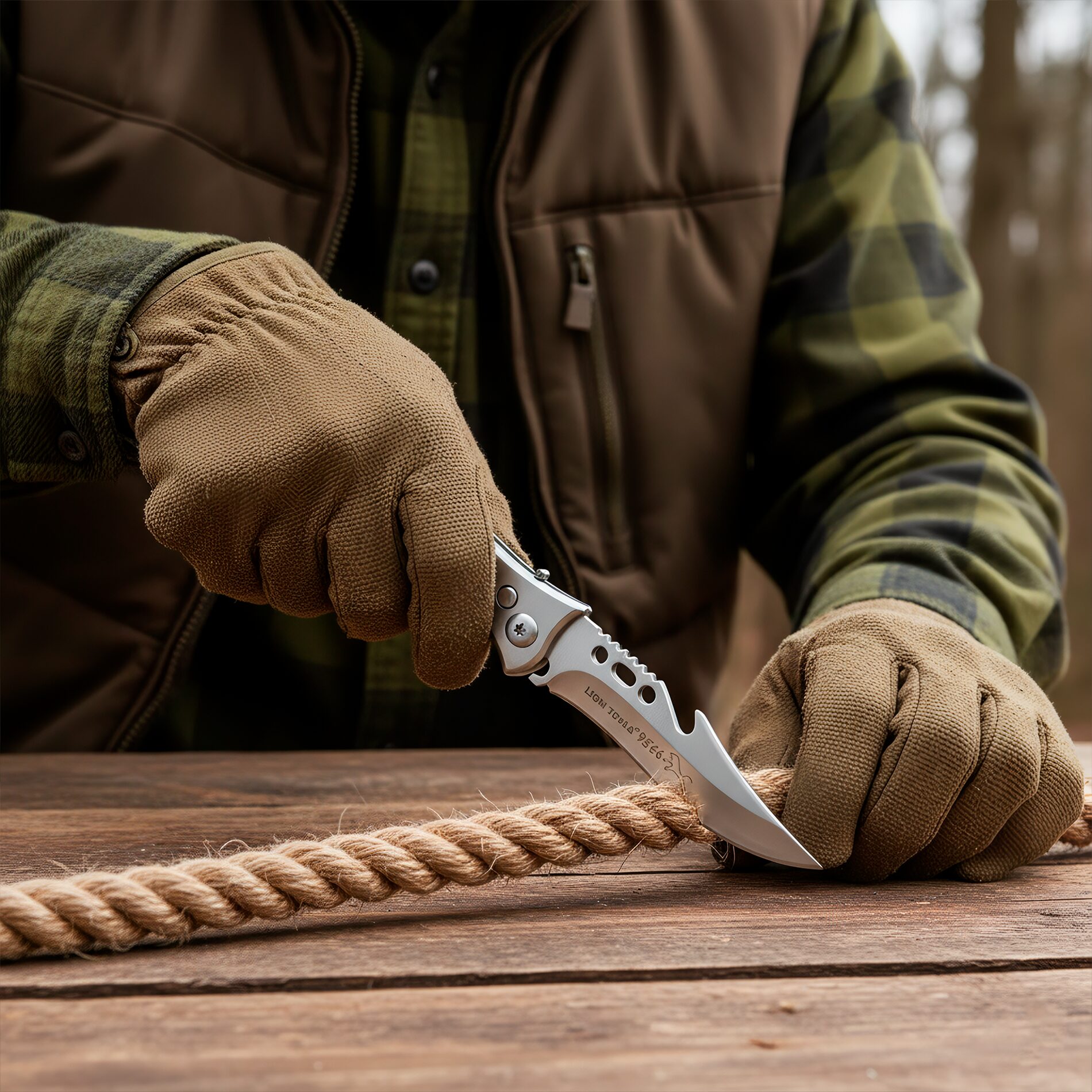 Navaja Automática Cachas De Madera Lion Tools modelo 9566 con hoja de acero inoxidable 420 y apertura automática de botón.