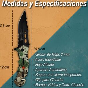 Navaja Automatica De Uso Rudo Acero Camuflaje Razor Tactical con rompe vidrios RT 7069MA