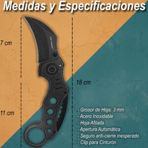 Navaja Automática Kerambit Táctica Tac Force modelo TF-578SW con hoja curva de acero inoxidable y diseño táctico militar