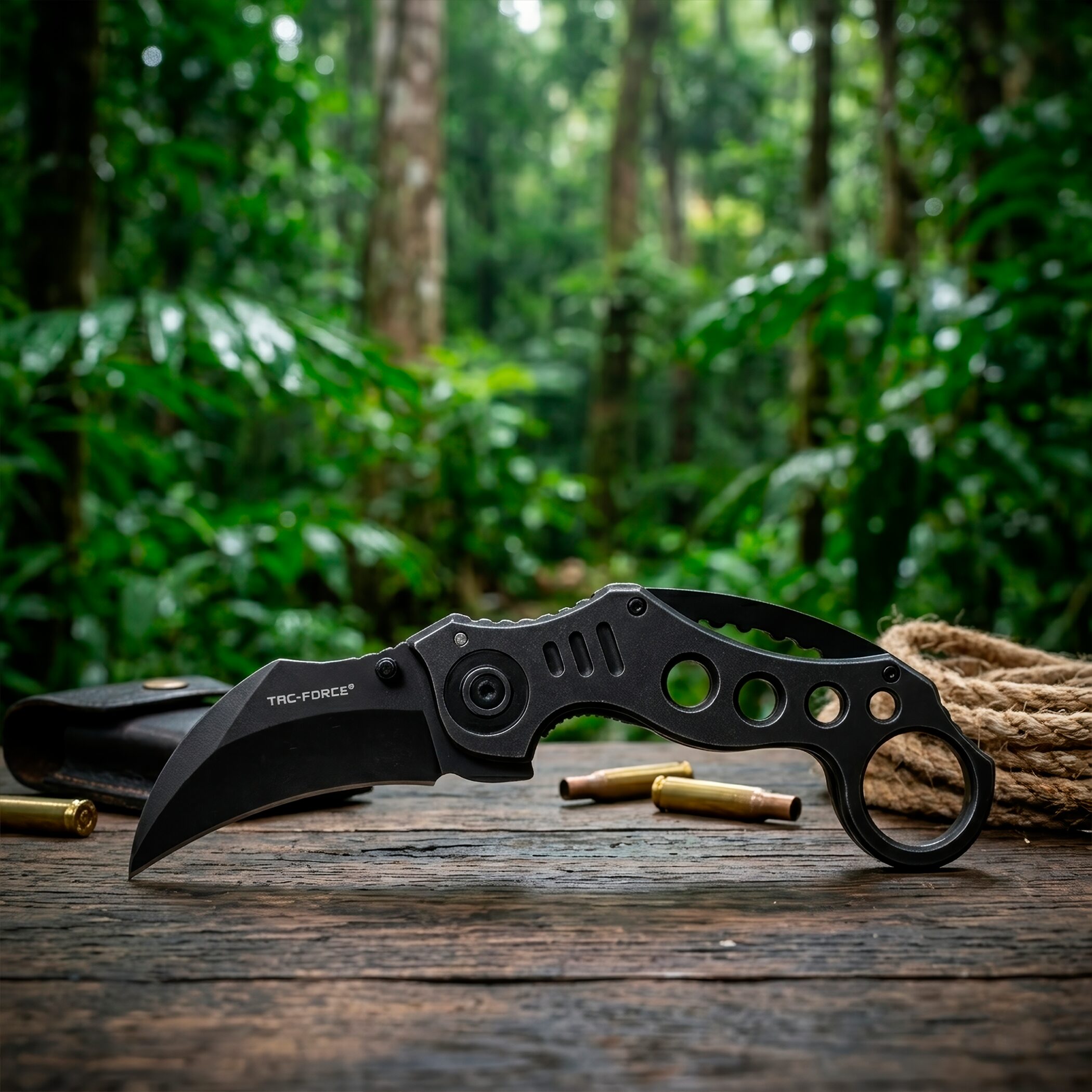 Navaja Automática Kerambit Táctica Tac Force modelo TF-578SW con hoja curva de acero inoxidable y diseño táctico militar