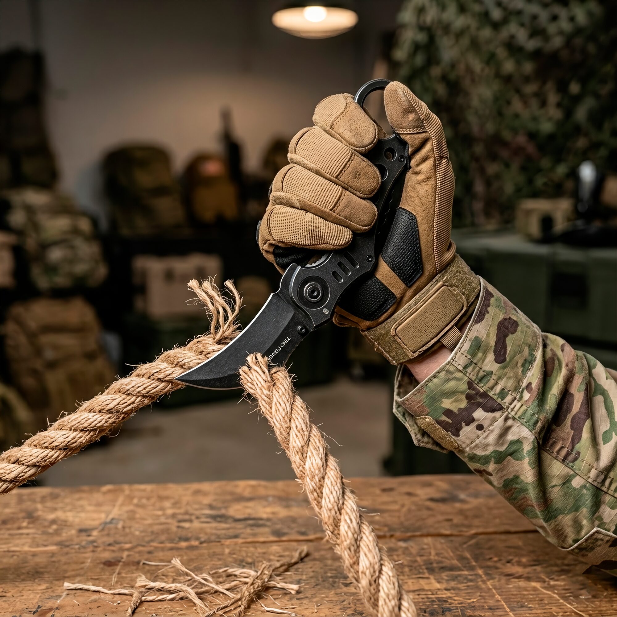 Navaja Automática Kerambit Táctica Tac Force modelo TF-578SW con hoja curva de acero inoxidable y diseño táctico militar