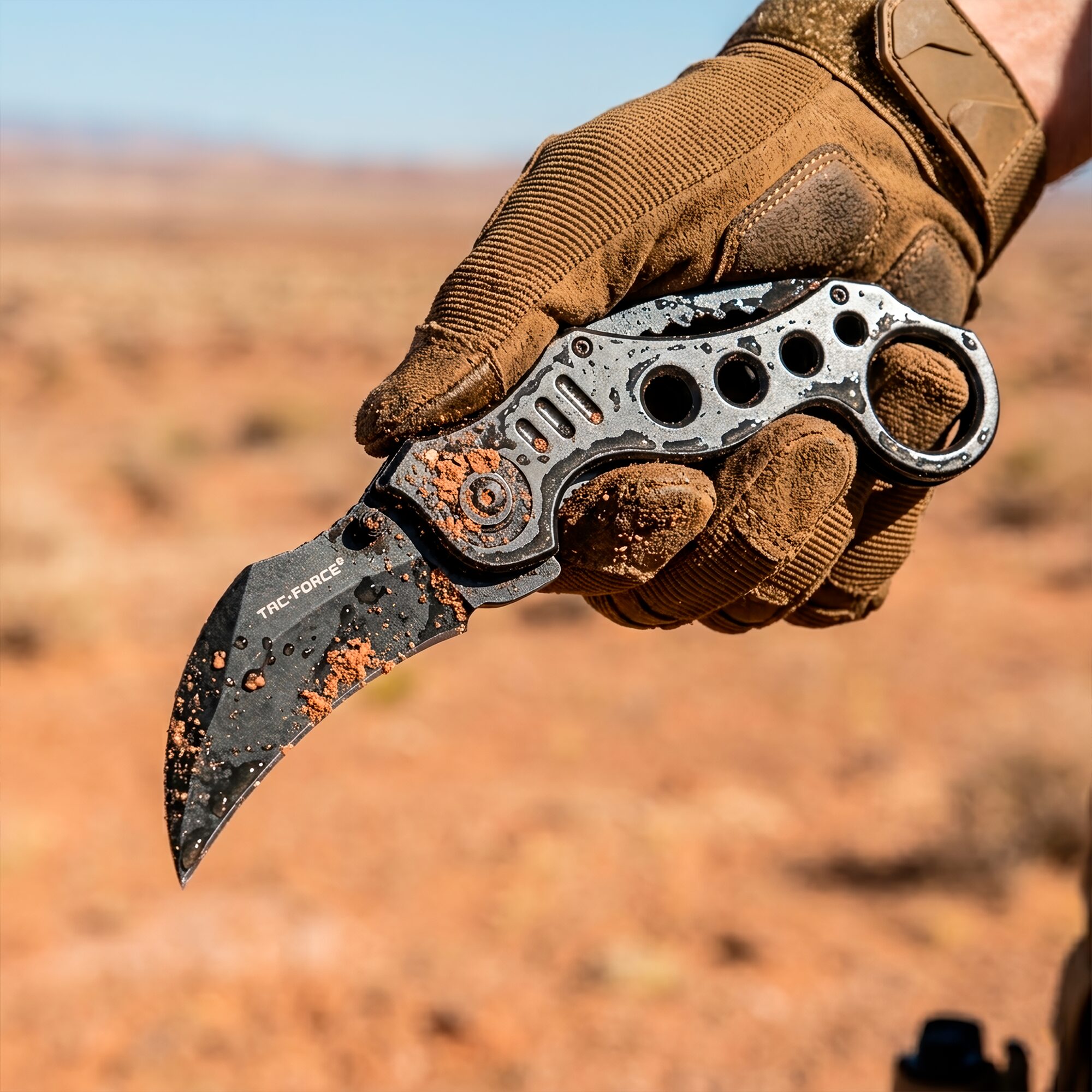 Navaja Automática Kerambit Táctica Tac Force modelo TF-578SW con hoja curva de acero inoxidable y diseño táctico militar
