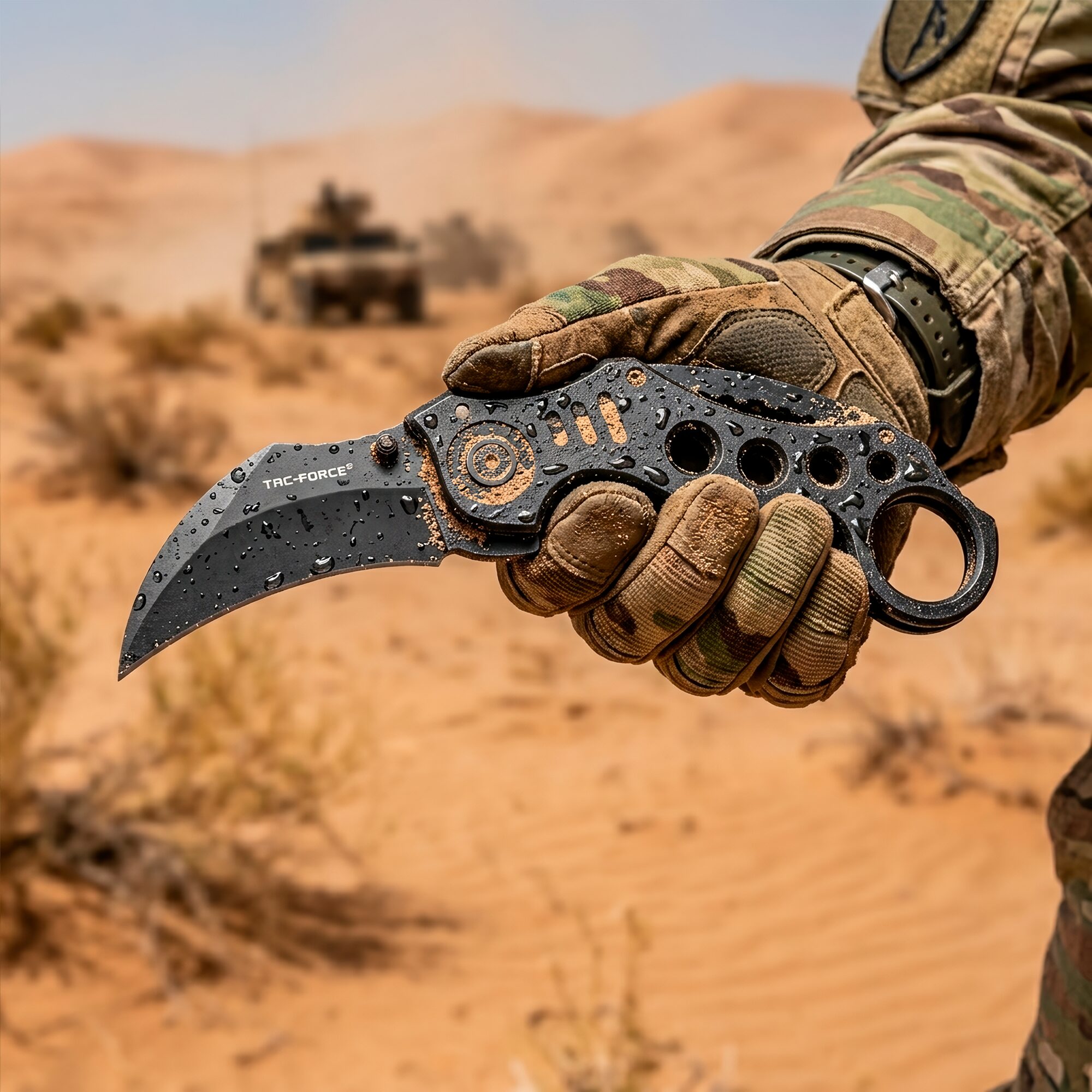 Navaja Automática Kerambit Táctica Tac Force modelo TF-578SW con hoja curva de acero inoxidable y diseño táctico militar
