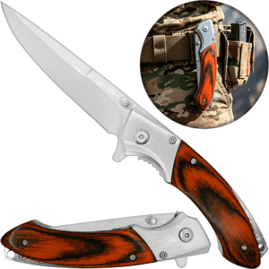 Navaja Cachas De Madera Automatica Razor Tactical acero inoxidable 440 para caza y supervivencia RT 7087WD