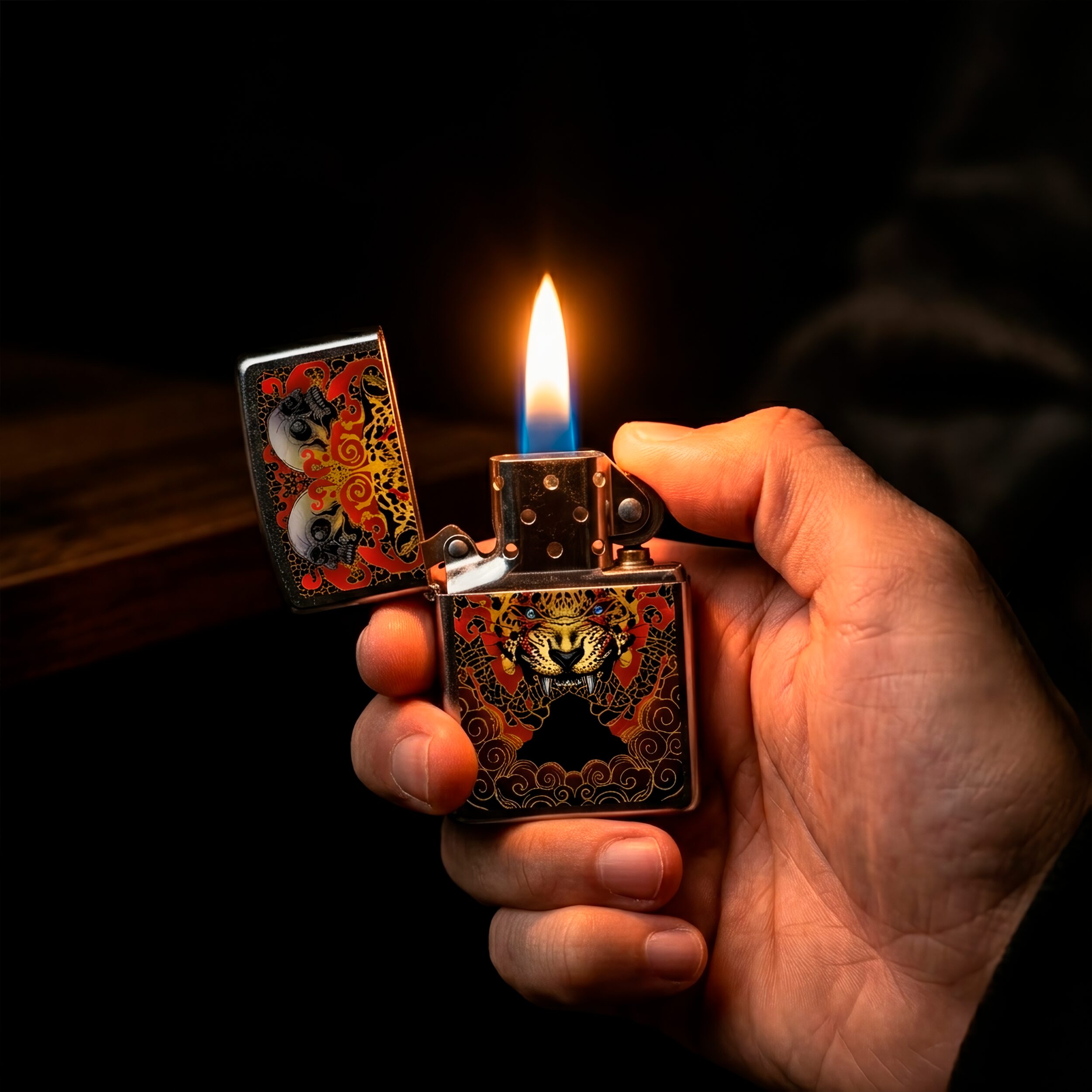 Encendedor Zippo Guardian de los Templos Diseña Tu México original marca Zippo, diseño artístico inspirado en templos mexicanos, encendedor metálico resistente fabricado en USA.