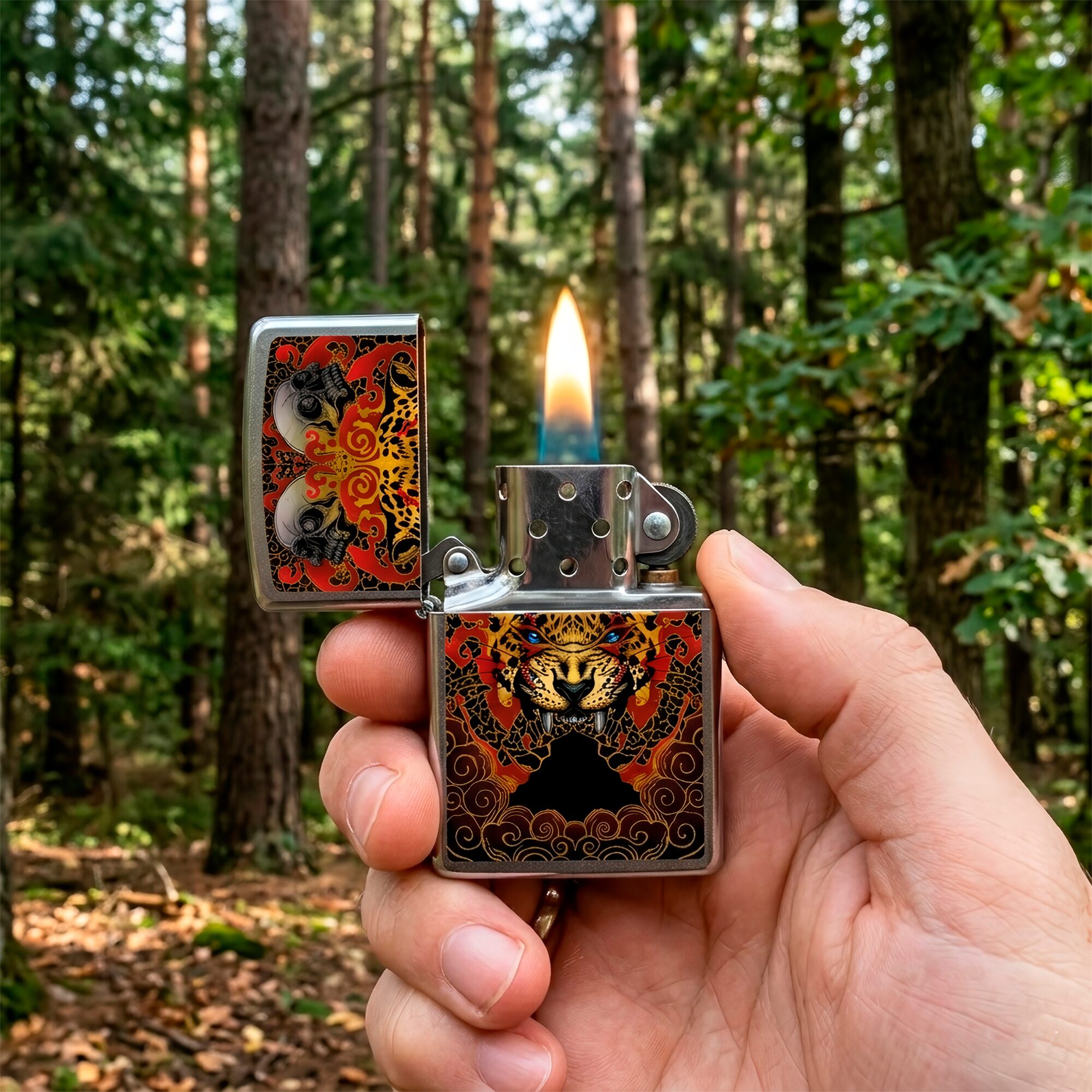 Encendedor Zippo Guardian de los Templos Diseña Tu México original marca Zippo, diseño artístico inspirado en templos mexicanos, encendedor metálico resistente fabricado en USA.