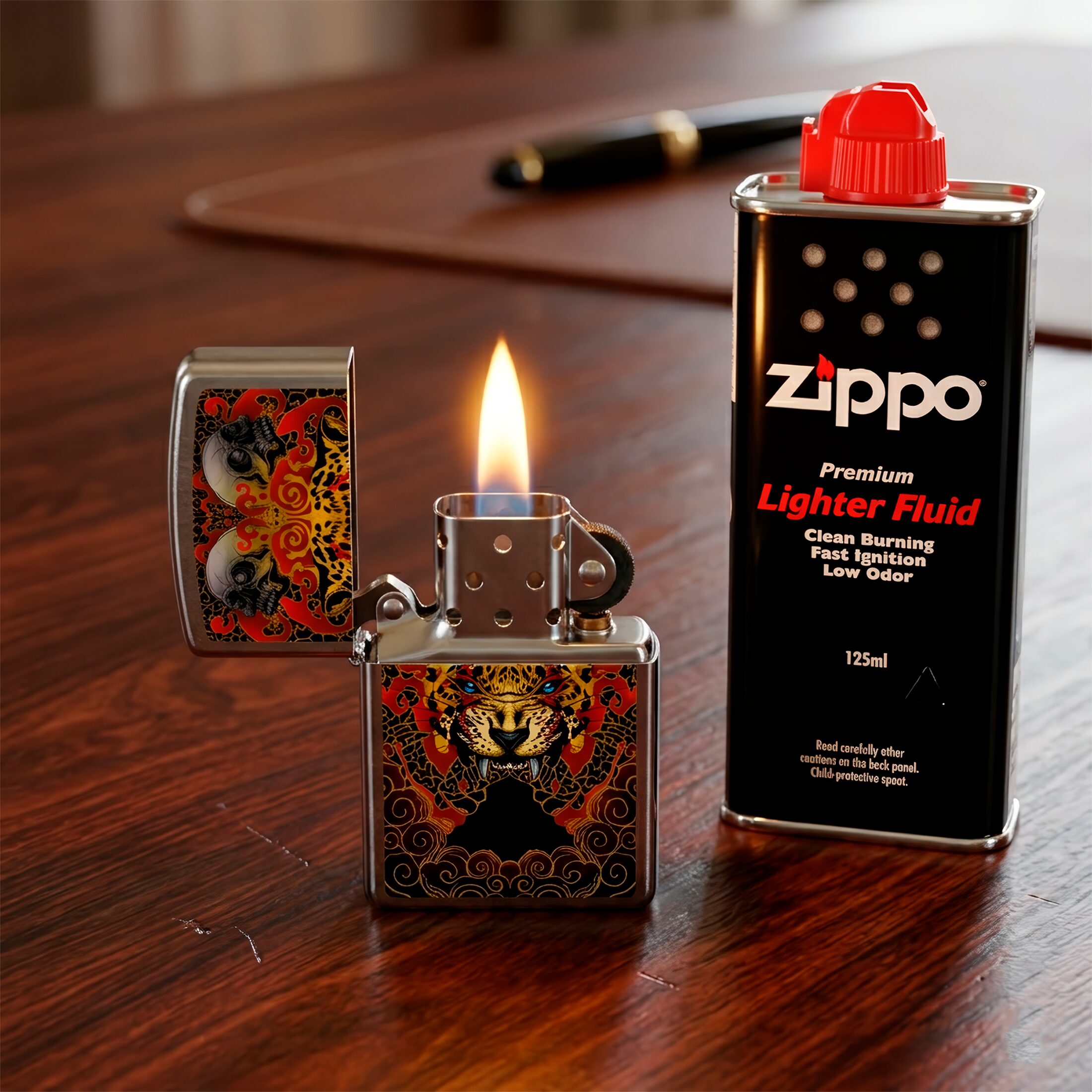 Encendedor Zippo Guardian de los Templos Diseña Tu México original marca Zippo, diseño artístico inspirado en templos mexicanos, encendedor metálico resistente fabricado en USA.