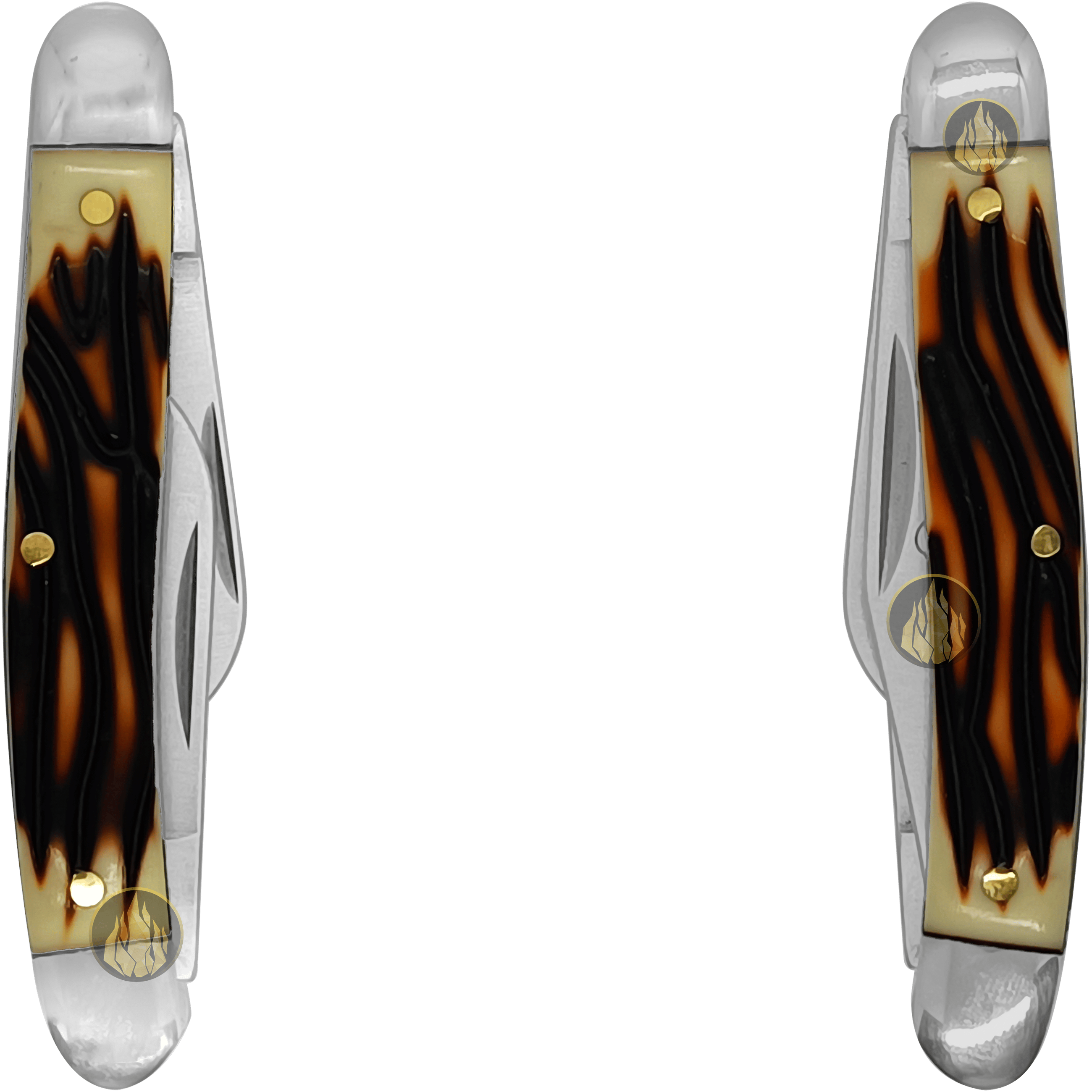 Navaja Cachas Tipo Hueso marca Lion Tools modelo 7096 con 3 hojas lisas de acero inoxidable y funda de nylon para caza y campismo.