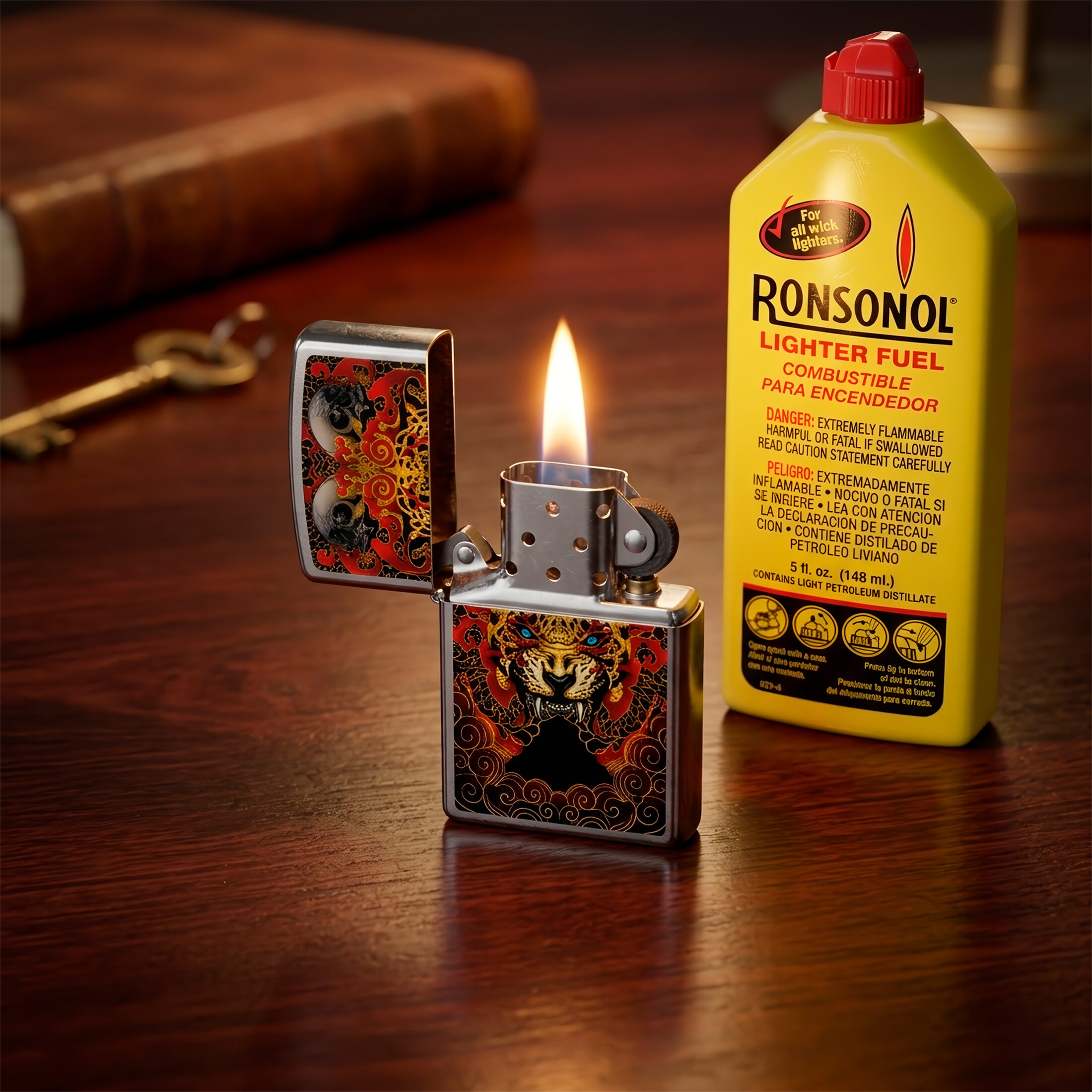 Combustible Ronsonol Zippo 148 ml para encendedores de mecha marca Zippo y Ronsonol encendido rápido fuego limpio poco olor lata metálica premium Made in USA MRO-99061-C24