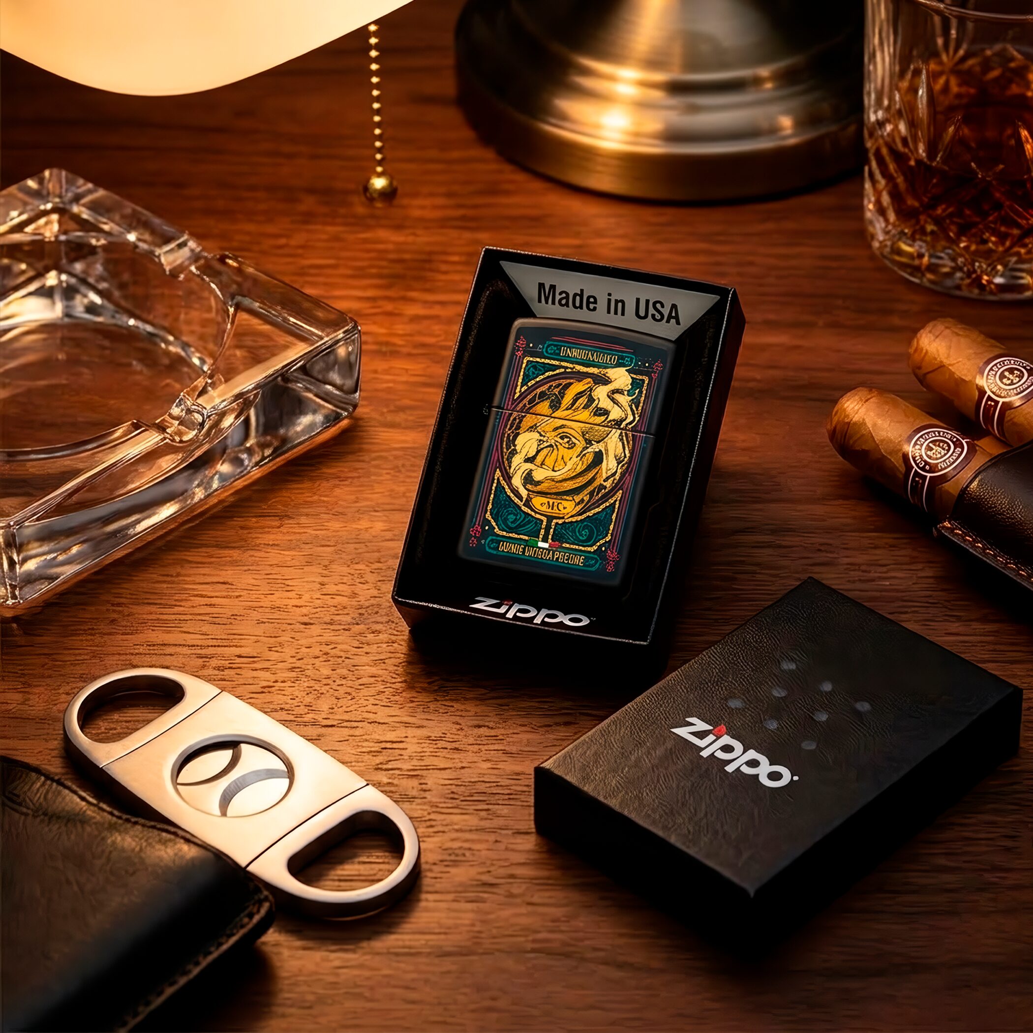 Encendedor Zippo Diseña Tu México Un Buen Gallo original marca Zippo, modelo MZ218-MEX24, con diseño mexicano y acabado metálico.