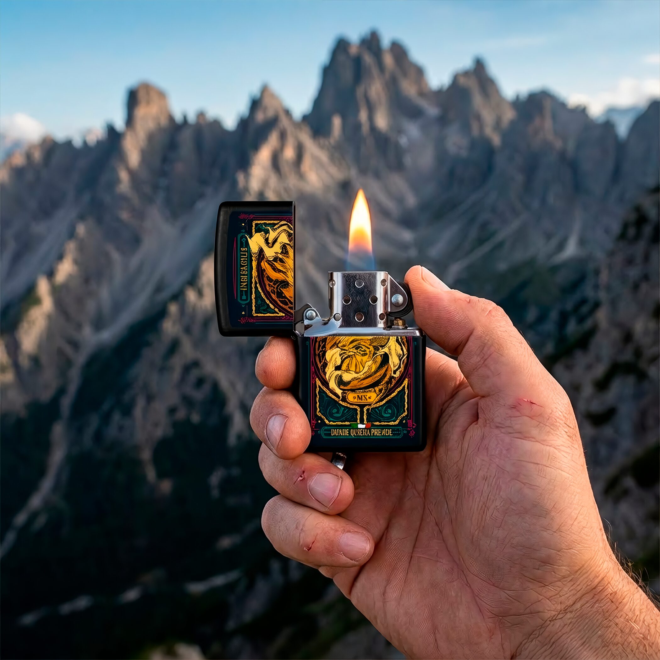 Encendedor Zippo Diseña Tu México Un Buen Gallo original marca Zippo, modelo MZ218-MEX24, con diseño mexicano y acabado metálico.