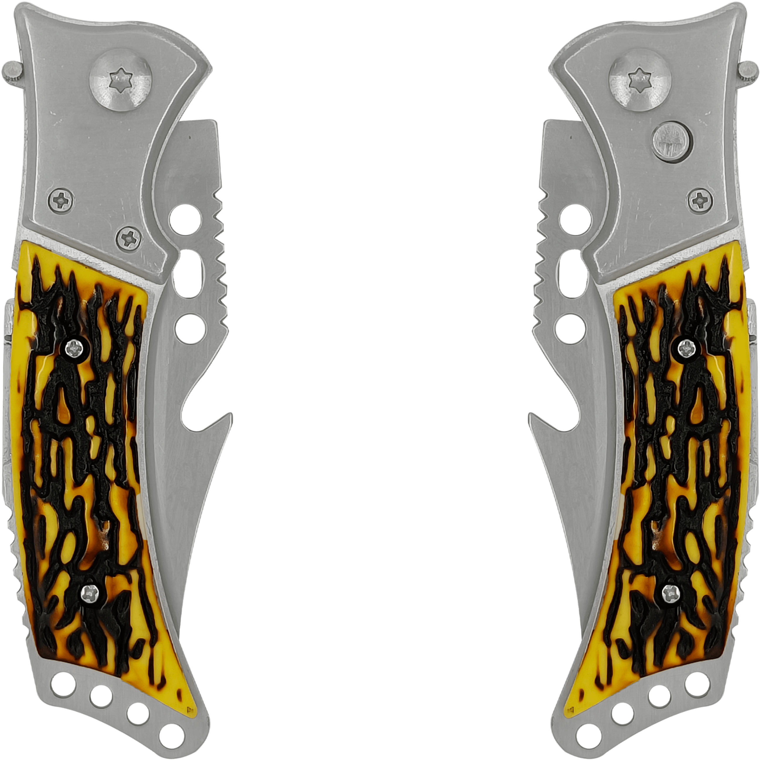 Navaja Automática Cachas Hueso marca Lion Tools modelo 9567 con hoja de acero inoxidable 420, apertura automática y funda de nylon.